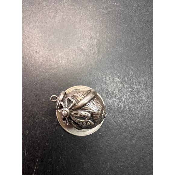 Vintage Sterling Silver MCM Hinged Egg Locket Charm Pendant Jewelry - Picture 8 of 16